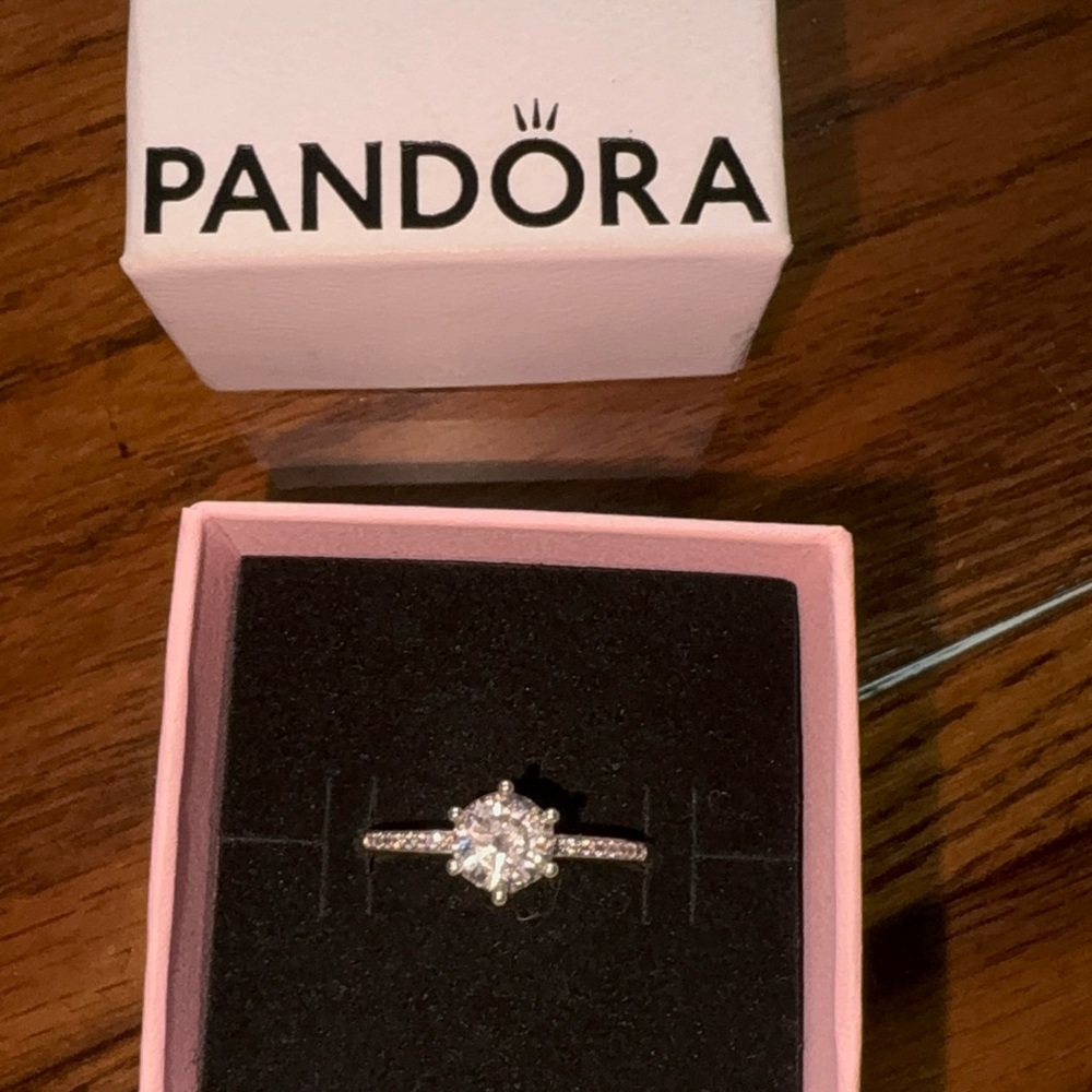 Pandora Silver Ring with Clear Stone